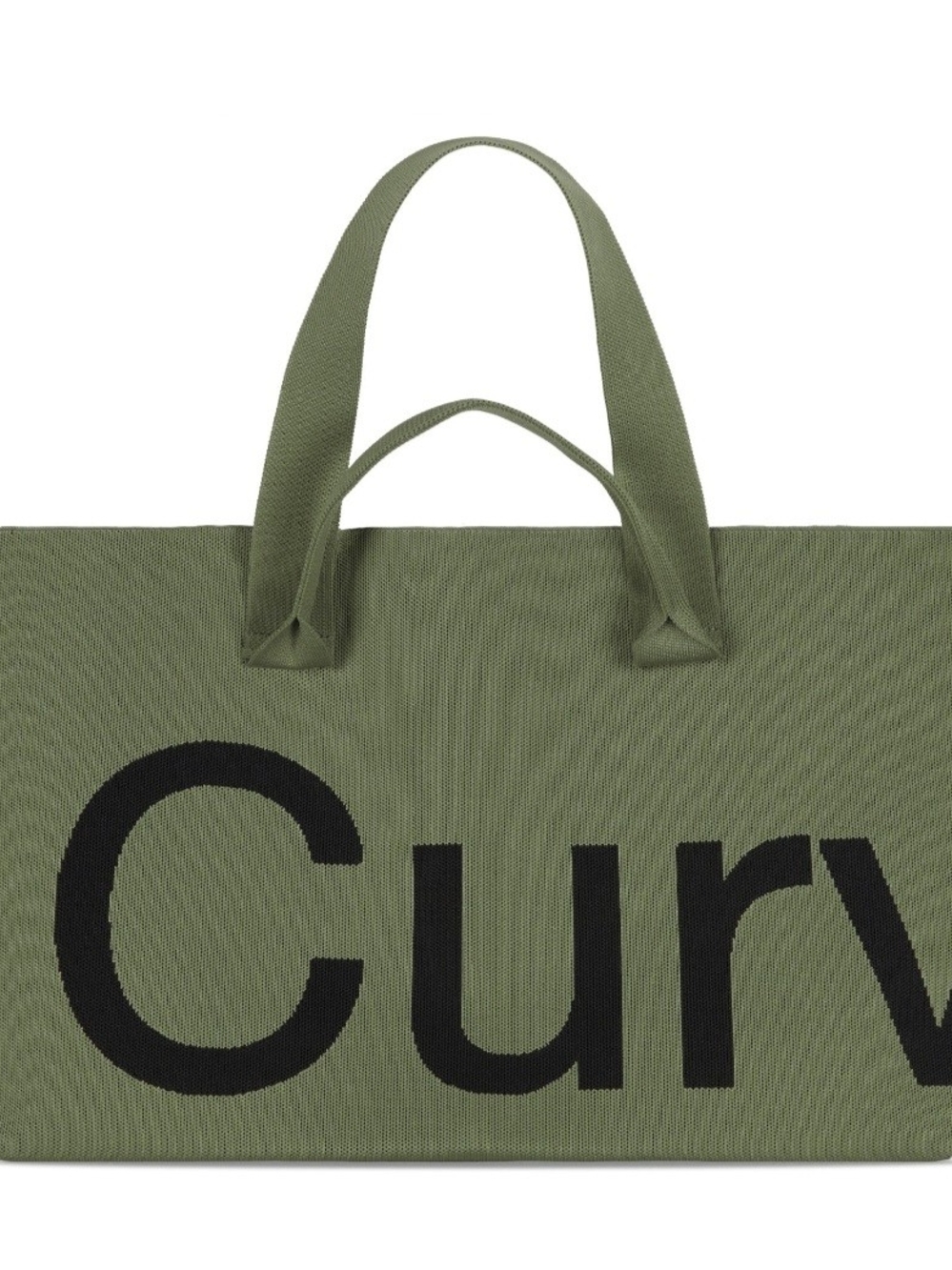 Curves Two-Tone Knit Tote (Olive/Lime)